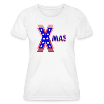 American Patriotic Neon Design XMAS - Women's Functional T-Shirt - white - Front - AI Model Female 172 dark (172cm)