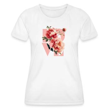 Elegantes florales Pfingstrosen-Design - Frauen Funktions-T-Shirt - Weiß - Vorne - AI Model Female 172 dark (172cm)