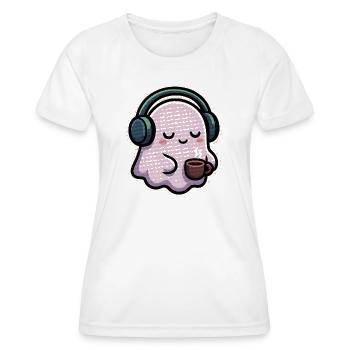 Entspannter Geist mit Kopfhörern und Kaffee - Frauen Funktions-T-Shirt - Weiß - Vorne - AI Model Female 172 dark (172cm)