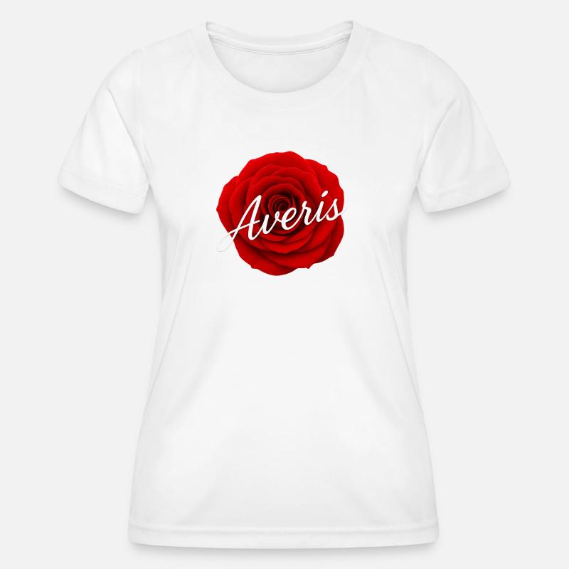 Red Rose with Avenir Text Design - Women's Functional T-Shirt - white