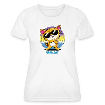 Coole Katze mit Sonnenbrille - Frauen Funktions-T-Shirt - Weiß - Vorne - AI Model Female 172 dark (172cm)