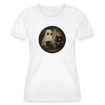 Nocturnal Meeting with Ghost Cat - Vintage Des - Women's Functional T-Shirt - white - Front - AI Model Female 172 dark (172cm)