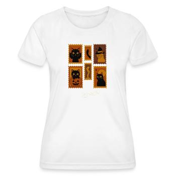 Collection de timbres de chat noir d’Halloween, Chats - T-shirt sport Femme - blanc - Devant - AI Model Female 172 dark (172cm)