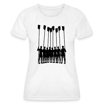 Rowing Team Silhouette – Eight with Straps | Row - Women's Functional T-Shirt - white - Front - AI Model Female 172 dark (172cm)