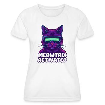 Meowtrix Activated Neon Cat - Frauen Funktions-T-Shirt - Weiß - Vorne - AI Model Female 172 dark (172cm)