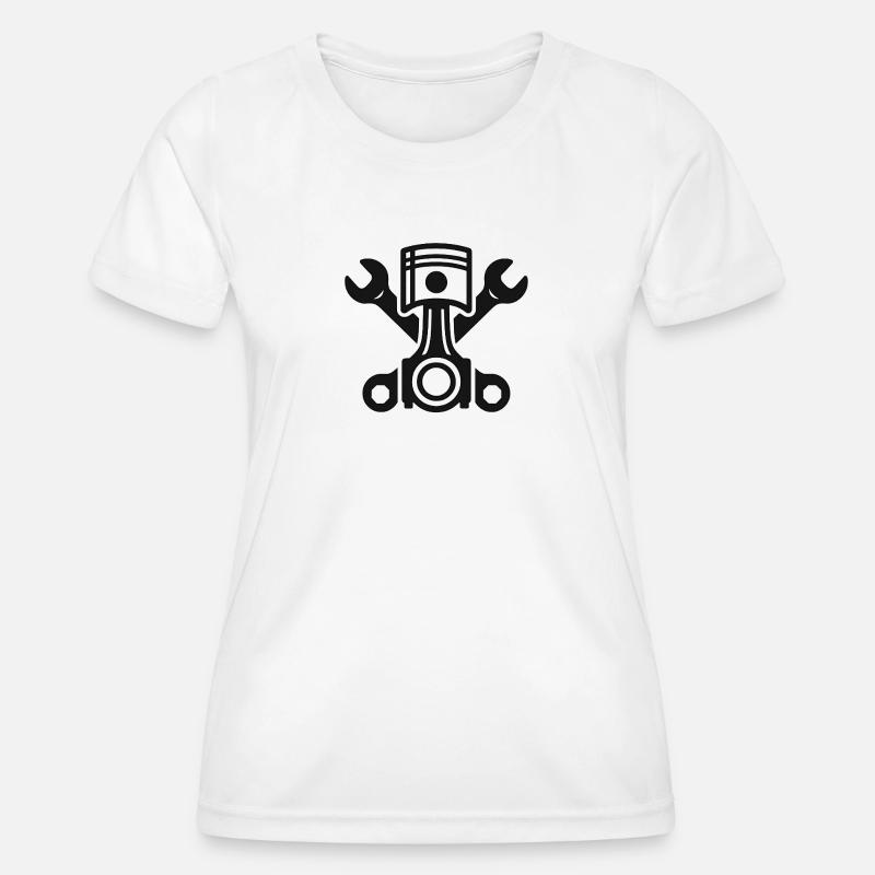 Piston and Wrench Art - Women's Functional T-Shirt - white
