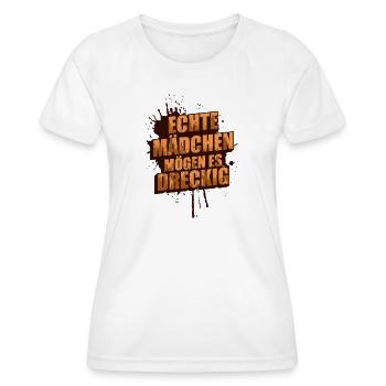 Echte Mädchen Schlammlauf Mud Run Muddy Race - Frauen Funktions-T-Shirt - Weiß - Vorne - AI Model Female 172 dark (172cm)