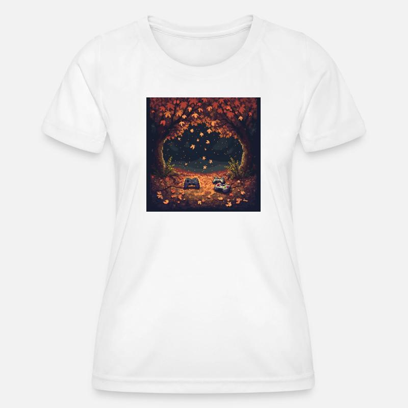 Pixel Autumn Leaves - Women's Functional T-Shirt - white