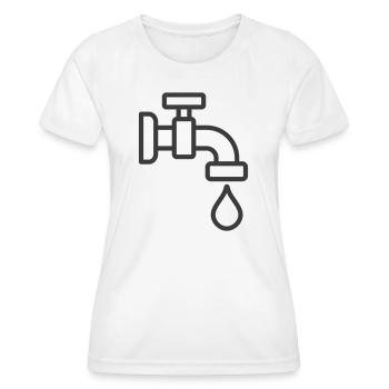 Plumbing Water Tap With Droplet Icon - Women's Functional T-Shirt - white - Front - AI Model Female 172 dark (172cm)