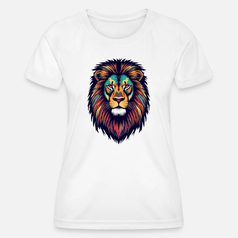 Glowing lion color explosion - Women's Functional T-Shirt - white