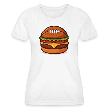 Football Fast Food Cartoon Humor - Women's Functional T-Shirt - white - Front - AI Model Female 172 dark (172cm)