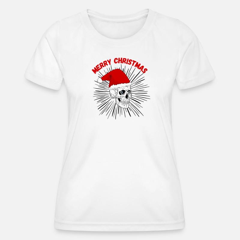 Christmas Skull with Gothic Red Hat - Women's Functional T-Shirt - white
