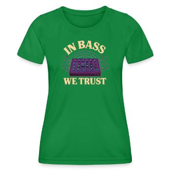 In Bass We Trust – DJ Mixer Techno Design - T-shirt sport Femme - vert - Devant - AI Model Female 172 dark (172cm)