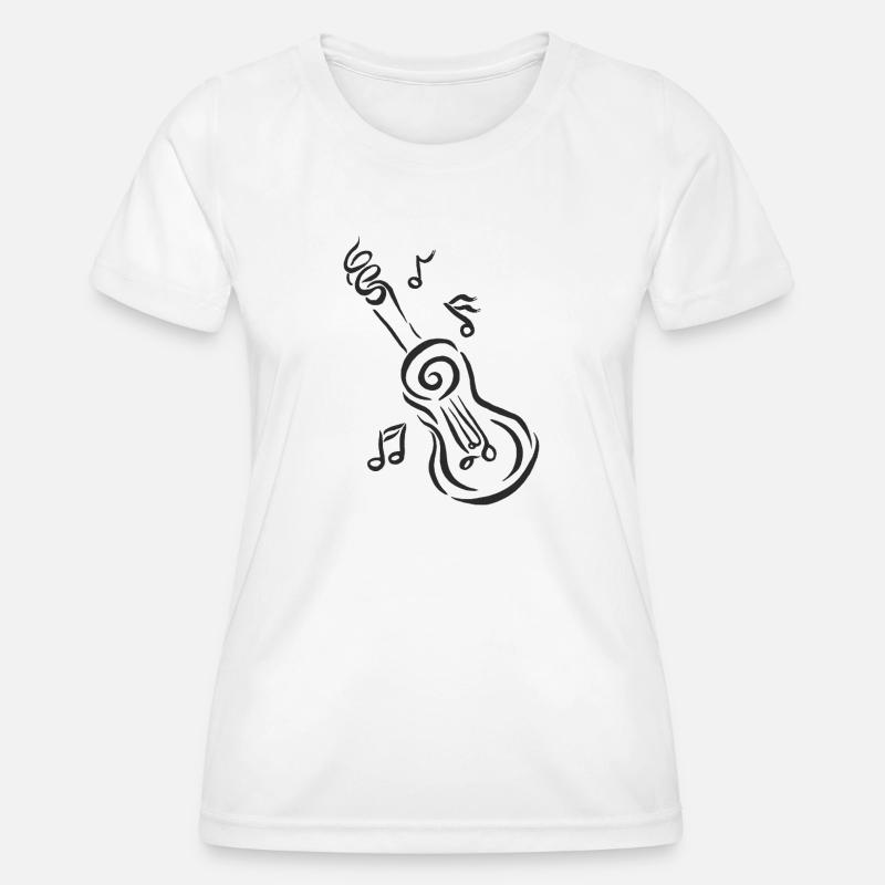 Spiral Guitar with Notes - Women's Functional T-Shirt - white