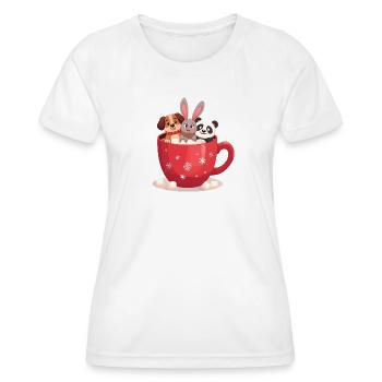 Trio de chocolats chauds – Mignons animaux des Fêtes - T-shirt sport Femme - blanc - Devant - AI Model Female 172 dark (172cm)