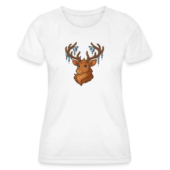 Cerf d’hiver avec glaçons - T-shirt sport Femme - blanc - Devant - AI Model Female 172 dark (172cm)