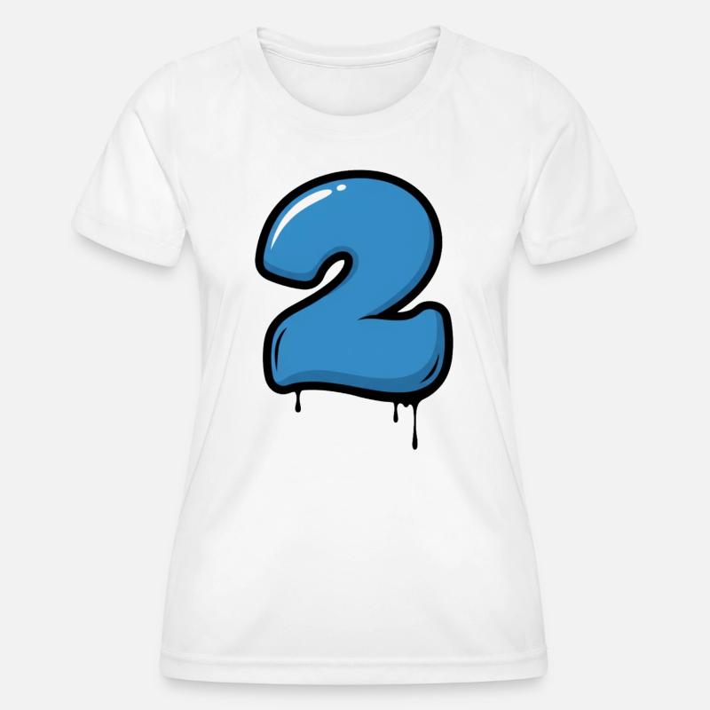 Graffiti Blue Number 2 Drops - Women's Functional T-Shirt - white