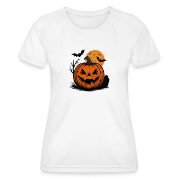 Kürbisgesicht Halloween Mondnacht - Frauen Funktions-T-Shirt - Weiß - Vorne - AI Model Female 172 dark (172cm)