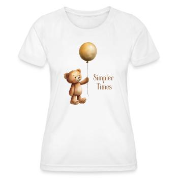 Ours en peluche avec ballon Simpler Times - T-shirt sport Femme - blanc - Devant - AI Model Female 172 dark (172cm)