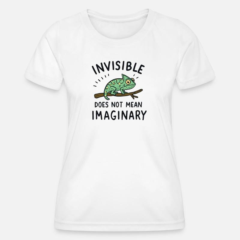 Chameleon Saying: Invisible ≠ Imaginary - Women's Functional T-Shirt - white
