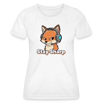 StaySharp Fuchs Headset - Frauen Funktions-T-Shirt - Weiß - Vorne - AI Model Female 172 dark (172cm)