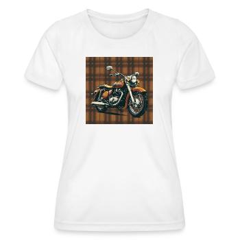 Retro Bike + Plaid Background - Women's Functional T-Shirt - white - Front - AI Model Female 172 dark (172cm)