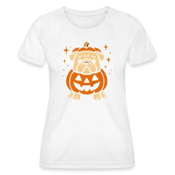 Jack-o-Lantern Pumpkin Dog - Women's Functional T-Shirt - white - Front - AI Model Female 172 dark (172cm)