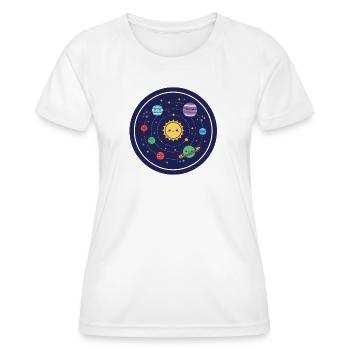 Conception joyeuse du système solaire - T-shirt sport Femme - blanc - Devant - AI Model Female 172 dark (172cm)