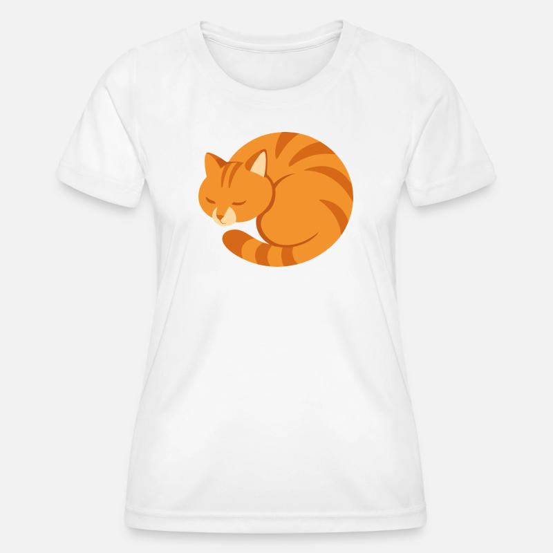 Orange sleeping cat in minimalist style - Women's Functional T-Shirt - white