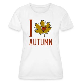 Herbstblatt Herzmotiv - Frauen Funktions-T-Shirt - Weiß - Vorne - AI Model Female 172 dark (172cm)