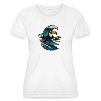 Toucan Cool Surf Wave Art - T-shirt sport Femme - blanc - Devant - AI Model Female 172 dark (172cm)