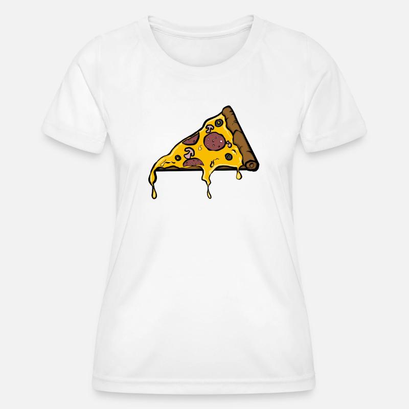 Melting Pepperoni Pizza Slice Illustration - Women's Functional T-Shirt - white