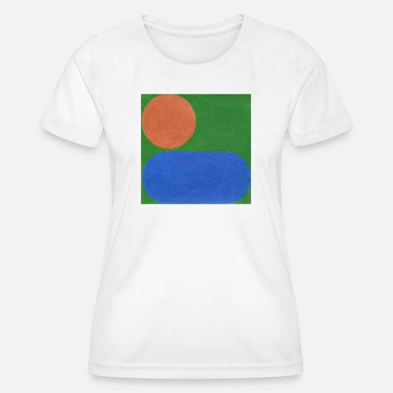 Orange Circle and Blue Rectangle - Women's Functional T-Shirt - white