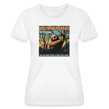 20 octobre – Journée internationale de la paresse - T-shirt sport Femme - blanc - Devant - AI Model Female 172 dark (172cm)