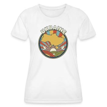 Ukraine Retro Sunrise Emblem - Women's Functional T-Shirt - white - Front - AI Model Female 172 dark (172cm)