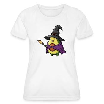 Funny Halloween Avocado Witch Witch Broom Cartoon - Women's Functional T-Shirt - white - Front - AI Model Female 172 dark (172cm)