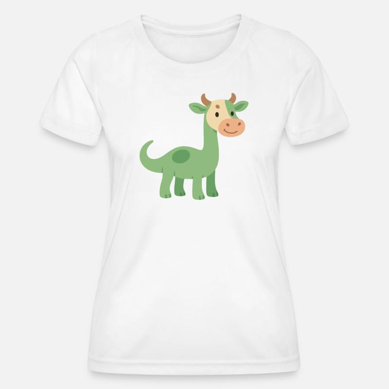 Dinosaur with cowhide head - Women's Functional T-Shirt - white