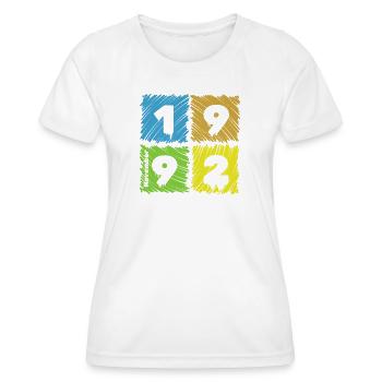 33. Geburtstag Farbige Patches since 11/1992 - Women's Functional T-Shirt - white - Front - AI Model Female 172 dark (172cm)