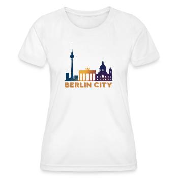 Berlin Skyline Silhouette - Frauen Funktions-T-Shirt - Weiß - Vorne - AI Model Female 172 dark (172cm)