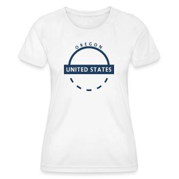 Oregon-Emblem, USA - Frauen Funktions-T-Shirt - Weiß - Vorne - AI Model Female 172 dark (172cm)