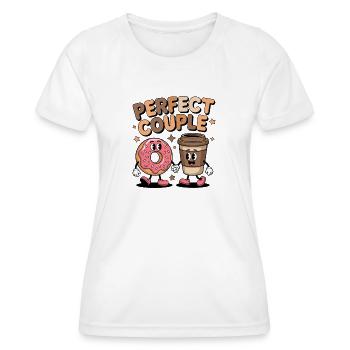 Duo parfait de café et beignets en couple - T-shirt sport Femme - blanc - Devant - AI Model Female 172 dark (172cm)