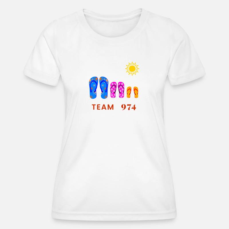 Team 974 Tropical Sun Flip Flops - Women's Functional T-Shirt - white