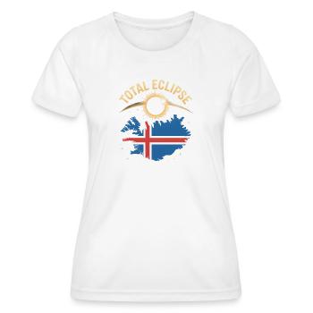 Éclipse solaire totale Islande 2026 - T-shirt sport Femme - blanc - Devant - AI Model Female 172 dark (172cm)