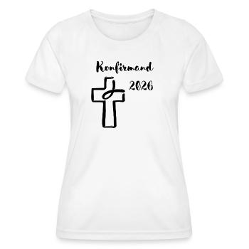 Konfirmand 2026 Konfirmation Fisch taucht in Kreuz - Frauen Funktions-T-Shirt - Weiß - Vorne - AI Model Female 172 dark (172cm)