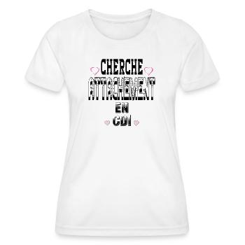 Cherche Attachement en CDI - T-shirt sport Femme - blanc - Devant - AI Model Female 172 dark (172cm)