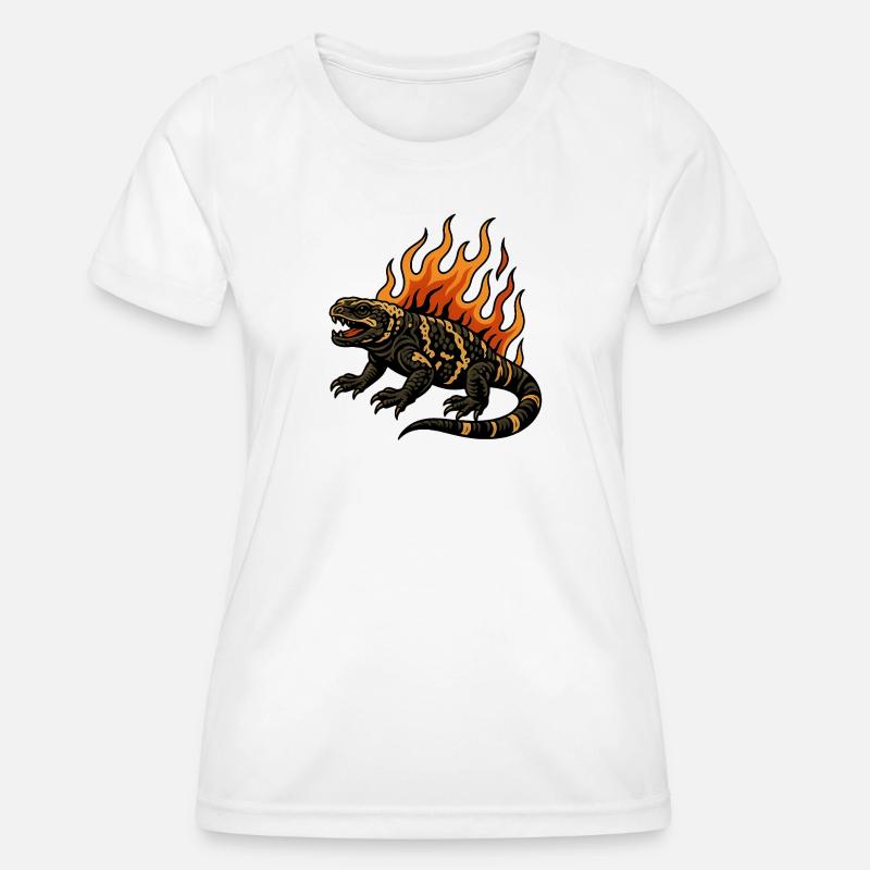 Flames Gila Crustacean Lizard - Women's Functional T-Shirt - white