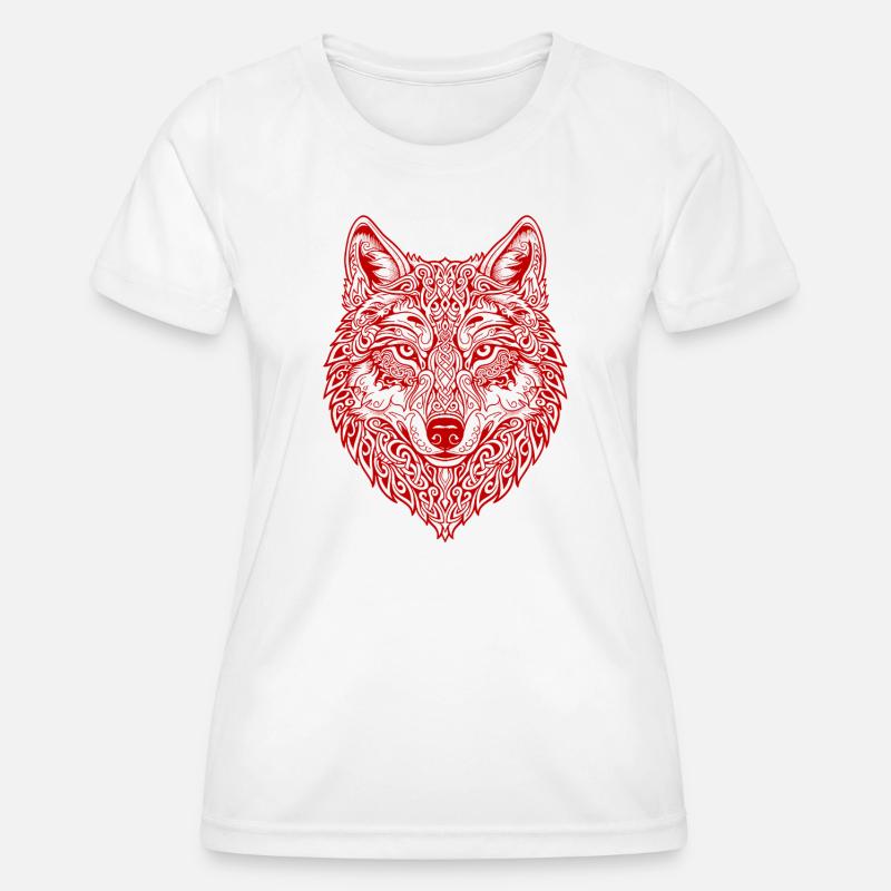 Ornamented Wolf's Head - Women's Functional T-Shirt - white