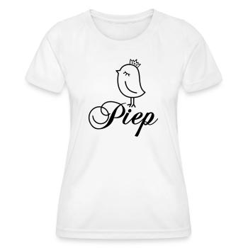Moineau Bip avec couronne – Bip Oiseau Dessin animé - T-shirt sport Femme - blanc - Devant - AI Model Female 172 dark (172cm)