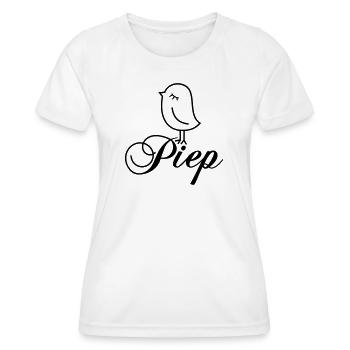 Spatz Piep – Piepmatz Vogel Cartoon Motiv - Frauen Funktions-T-Shirt - Weiß - Vorne - AI Model Female 172 dark (172cm)