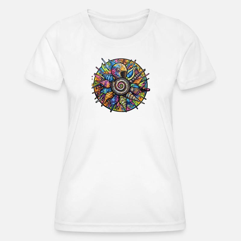 Psychedelic Shell Spiral Mandala - Women's Functional T-Shirt - white